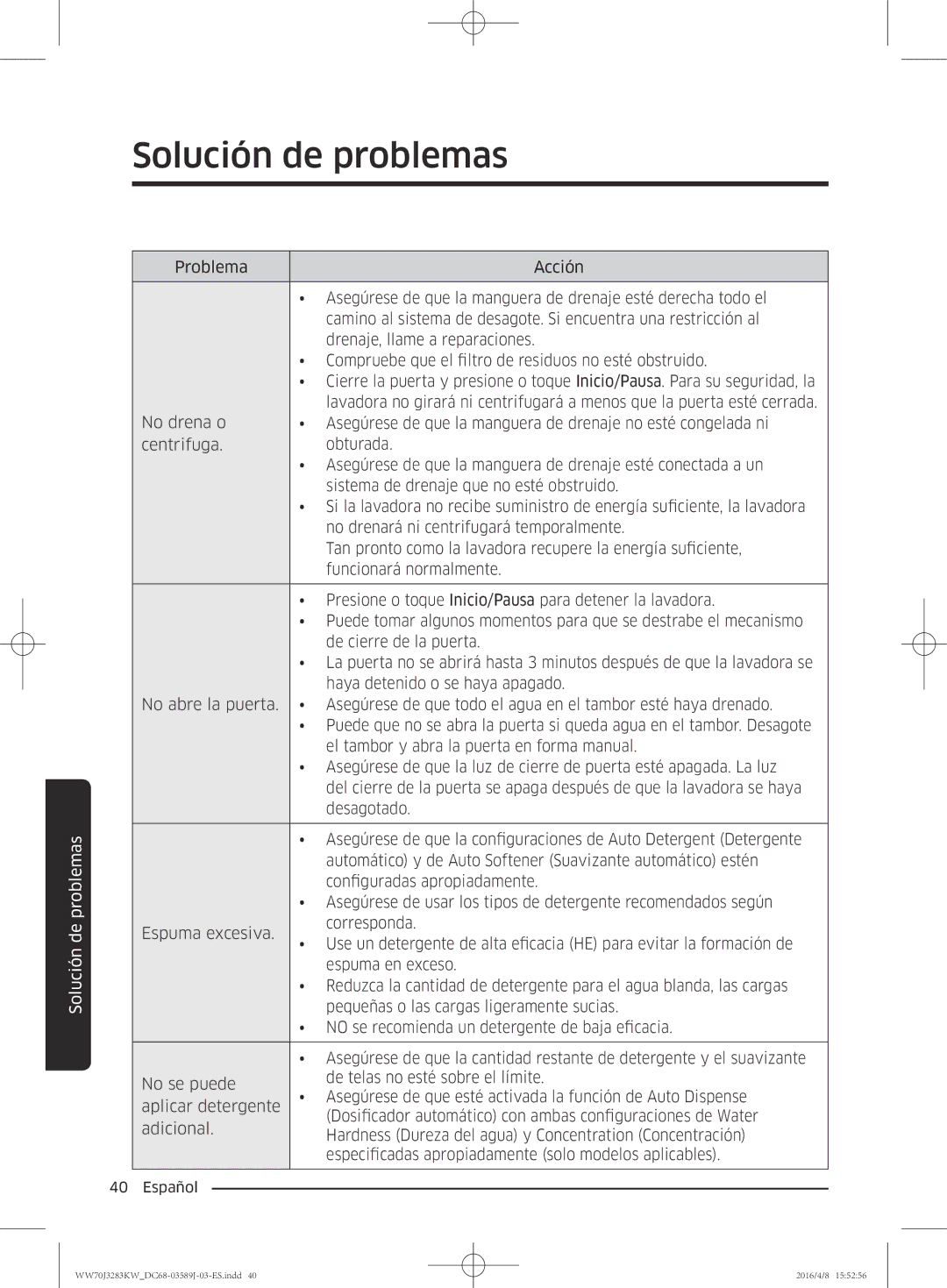 Samsung WW70J3283KW/GG, WW60J3287LW/GG manual 40  